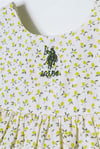 U.S. Polo Assn. Kız Bebek Limon Desenli Elbise Krem USB3024