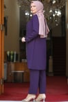 Birsen İkili Tunik Pantolon Tesettür Takım Mor