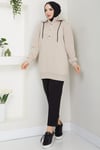 Çıkarılabilir Kapüşonlu 3 İplik Şardonlu Sweatshirt Bej