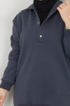 Çıkarılabilir Kapüşonlu 3 İplik Şardonlu Sweatshirt Antrasit