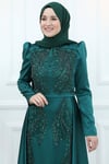 Gonca Saten Tesettür Abiye Zümrüt
