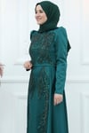 Gonca Saten Tesettür Abiye Zümrüt