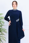 Melisa Sarkaçlı Tesettür Abiye Lacivert