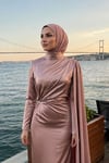 Nur Saten Tesettür Abiye Gül Kurusu