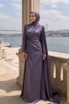 Nur Saten Tesettür Abiye Lila