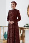Rabia Tesettür Abiye Bordo