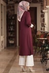 Safir Üçlü Ceket Bluz Pantolon Tesettür Takım Mürdüm
