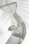 Saten Dokulu Janjan Abiye Şal 75x180cm Beyaz