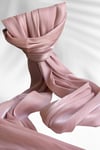 Saten Dokulu Janjan Abiye Şal 75x180cm Pudra