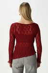 Angel Asimetrik Bordo Uzun Kollu Dantel Top / Bluz