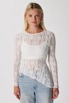 Angel Asimetrik Ekru Uzun Kollu Dantel Top / Bluz