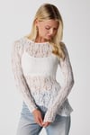 Angel Asimetrik Ekru Uzun Kollu Dantel Top / Bluz