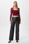 Kadın Alina Korse Görünümlü Bordo Tül Crop Bluz