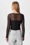 Kadın Alina Korse Görünümlü Siyah Tül Crop Bluz