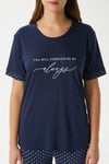 Kadın Always Viskon Bisiklet Yaka Kısa Kol Lacivert Alt Üst Pijama Takımı