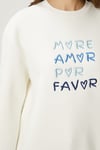 Kadın Amor Nakışlı Ekru Mavi Sweatshirt