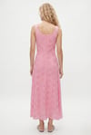 Kadın April Fisto işlemeli Astarlı Kolsuz Uzun Dokuma Pembe Elbise