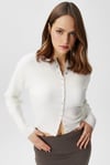 Kadın Aria Premium Viscose Yumuşak Ekru Triko Hırka