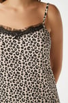 Kadın Betty Leopar 3'lü Paket Sabahlıklı İp Askılı Dantelli Fitilli Örme Pijama Takımı 