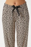 Kadın Betty Leopar 3'lü Paket Sabahlıklı İp Askılı Dantelli Fitilli Örme Pijama Takımı 