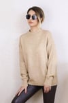 Kadın Camel Oversize Basic Kazak