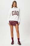 Kadın Ciao Nakışlı İçi Polarlı Leopar Ekru Oversize Seeatshirt