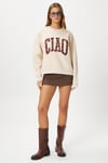 Kadın Ciao Nakışlı İçi Polarlı Leopar Bej Oversize Sweatshirt