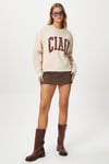 Kadın Ciao Nakışlı İçi Polarlı Leopar Bej Oversize Sweatshirt