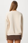 Kadın Ciao Nakışlı İçi Polarlı Leopar Bej Oversize Sweatshirt