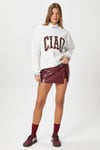 Kadın Ciao Nakışlı İçi Polarlı Leopar Ekru Oversize Seeatshirt