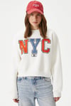 Kadın Cool Ekru Turuncu Şardonlu  Sweatshirt 
