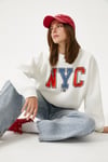 Kadın Cool Ekru Turuncu Şardonlu  Sweatshirt 