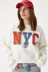 Kadın Cool Ekru Turuncu Şardonlu  Sweatshirt 