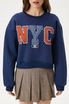 Kadın Cool Lacivert Turuncu Şardonlu  Sweatshirt 