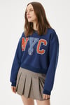 Kadın Cool Lacivert Turuncu Şardonlu  Sweatshirt 