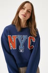 Kadın Cool Lacivert Turuncu Şardonlu  Sweatshirt 