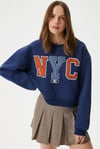 Kadın Cool Lacivert Turuncu Şardonlu  Sweatshirt 