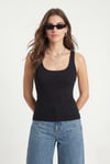 Kadın Cotton Premium 2’li Set Beyaz Siyah Pamuklu Basic Fitilli Atlet