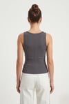 Kadın Cotton Premium Doku Antrasit Pamuklu Basic Fitilli Atlet
