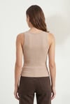 Kadın Cotton Premium Doku Bej Pamuklu Basic Fitilli Atlet