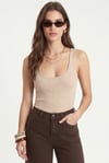 Kadın Cotton Premium Doku Bej Pamuklu Basic Fitilli Atlet