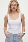 Kadın Cotton Premium Doku Beyaz Pamuklu Basic Fitilli Atlet