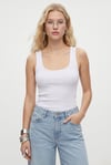 Kadın Cotton Premium Doku Beyaz Pamuklu Basic Fitilli Atlet
