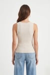 Kadın Cotton Premium Doku Krem Pamuklu Basic Fitilli Atlet