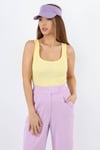 Kadın Cotton Premium Doku Sarı Pamuklu Basic Fitilli Atlet
