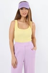 Kadın Cotton Premium Doku Sarı Pamuklu Basic Fitilli Atlet
