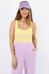 Kadın Cotton Premium Doku Sarı Pamuklu Basic Fitilli Atlet