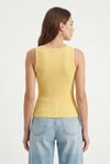 Kadın Cotton Premium Doku Sarı Pamuklu Basic Fitilli Atlet