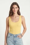 Kadın Cotton Premium Doku Sarı Pamuklu Basic Fitilli Atlet