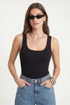 Kadın Cotton Premium Doku Siyah Pamuklu Basic Fitilli Atlet